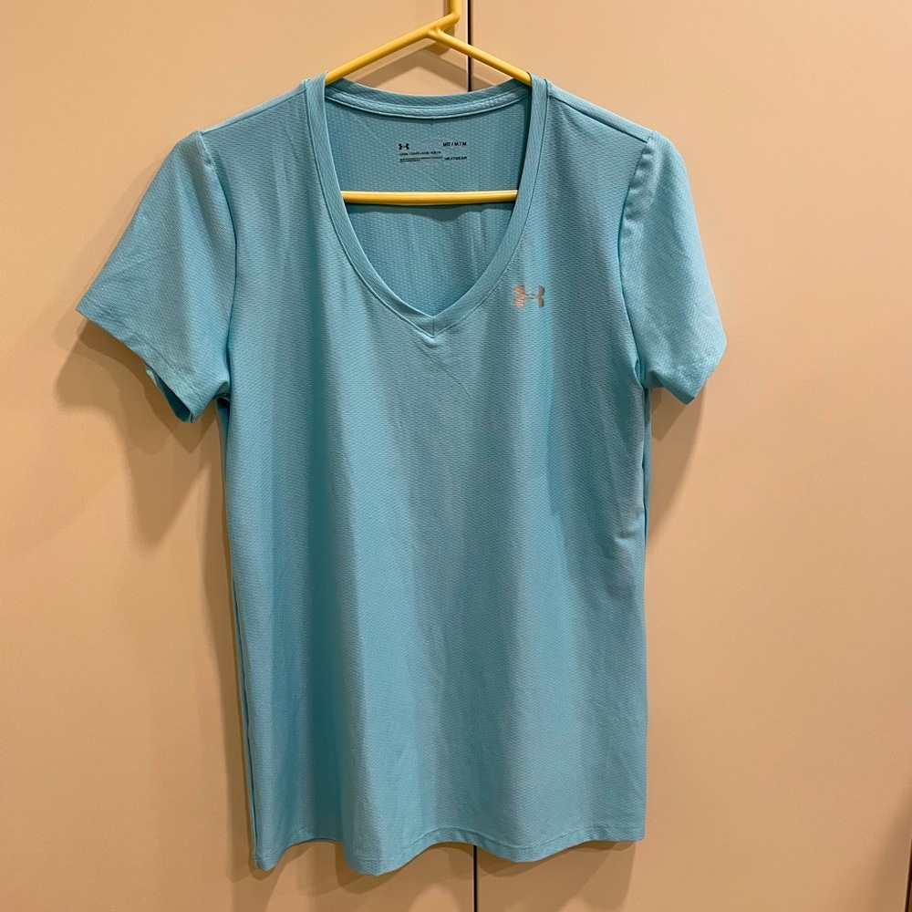 Under armor Light Blue Heat Gear - loose fit - workout top.